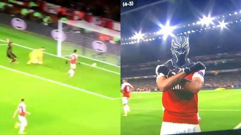 Aubameyang firmó el tercero de la noche para el Arsenal con dedicatoria incluida. Captura/Movistar