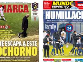 Capas dos jornais esportivos Marca e Mundo Deportivo.