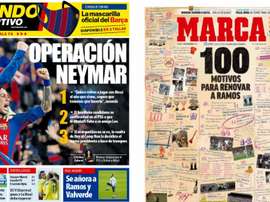 Capas dos jornais espanhóis Mundo Deportivo e Marca.