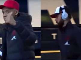 Mbappe and Neymar were welcomed with the same song. Captura
