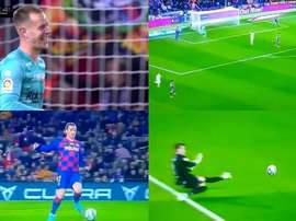 Com assistência de Ter Stegen, Griezmann abre o placar. Captura/Movistar