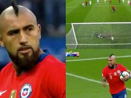 Vidal recoloca o Chile no jogo de pênalti. Captura/DAZN