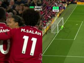 Mané a doublé la mise d'un gros coup de tête. Capture/DirecTVSports