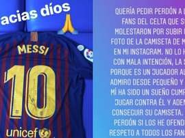 Mazan si scusa con i tifosi del Celta. Instagram