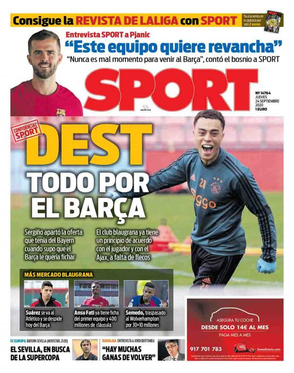 Les Unes des journaux sportifs en Espagne du 24 septembre 2020