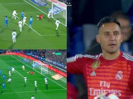 Keylor Navas a réalisé deux grandes parades face à Getafe. Capture/Movistar