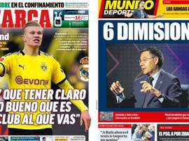 Les Unes des journaux sportifs en Espagne du 10 avril 2020. Marca/MundoDeportivo