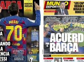 As capas da imprensa esportiva de 31 de março de 2020. Marca/MundoDeportivo