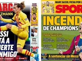 As capas da imprensa esportiva de 24 de novembro de 2020. Sport/Marca
