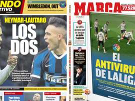 Capas dos jornais espanhóis Mundo Deportivo e de Marca.