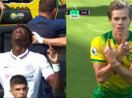 Le début de match complètement fou de Norwich-Chelsea. Collage/DAZN