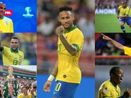 Neymar entra no clube dos 100 da Seleção Brasileira. Collage/EFE/AFP