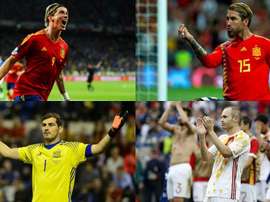 Ramos, Fernando Torres, Casillas e Iniesta estão na lista histórica da Espanha. Montagem/BeSoccer