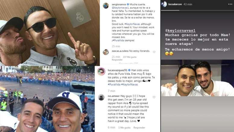 Ramos, Lucas, Isco... la plantilla blanca se despidió de Keylor. Collage/Instagram