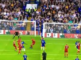 Kantá diminui para o Chelsea contra o Liverpool. Collage/DAZN