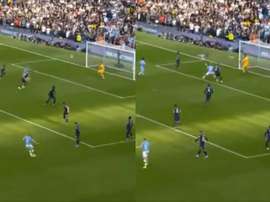 Images du but de Sterling. Collage/DAZN