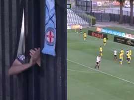 ¿Partido a puerta cerrada? No para este aficionado del Melbourne City. Captura/BtSportFootball
