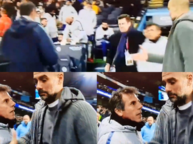 Sarri não cumprimentou Guardiola no final do encontro. Collage/Movistar+