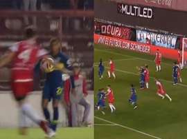 Pese a la injusticia del árbitro, Boca no tardó en inaugurar el marcador. TNTSports