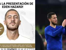 Real Madrid have called on their fans to come out for Hazard's presentation. Collage/RealMadrid/AFP