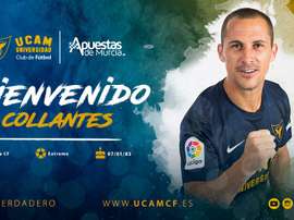 Collantes llegó al Murcia. Twitter/UCAMMurciaCF