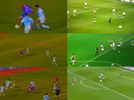 Son's goal (R) was very similar to the one Ronaldo scored in 1996. Capturas/DAZN/CanalSur