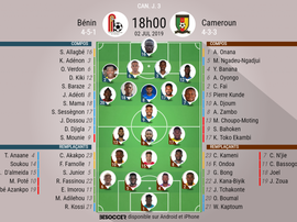 Les compos officielles du match de CAN entre le Bénin et le Cameroun. BeSoccer