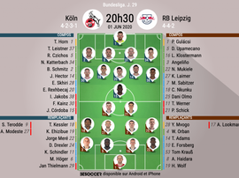 Les compos officielles du match de Bundesliga entre Cologne et Leipzig. BeSoccer