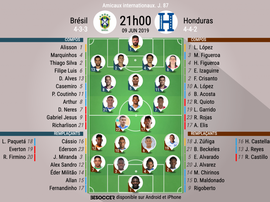 Compos officielles du match amical entre le Brésil et Honduras. EFE