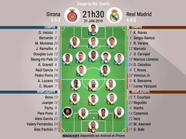 ompos officielles Gérone-Real Madrid, 1/4 de finale retour, Coupe du Roi, 31/01/19. BeSoccer