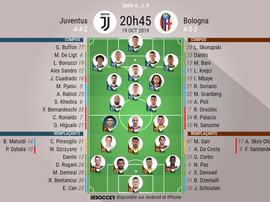 Compos officielles Juventus-Bologne, Serie A, J8, 19/10/2019. BeSoccer