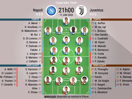 Les compos officielles de la finale de Coupe d'Italie entre Naples et la Juventus. BeSoccer