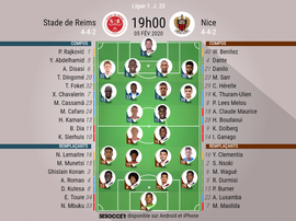 Compos officielles Reims-Nice, Ligue 1, J 23, 05/02/2020, BeSoccer