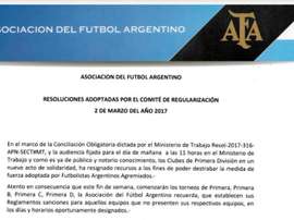 La AFA lo hizo oficial mediante este comunicado. AFA