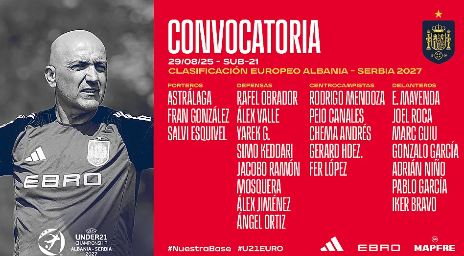 Gonzalo, en la lista de una España Sub 21 que busca el Europeo