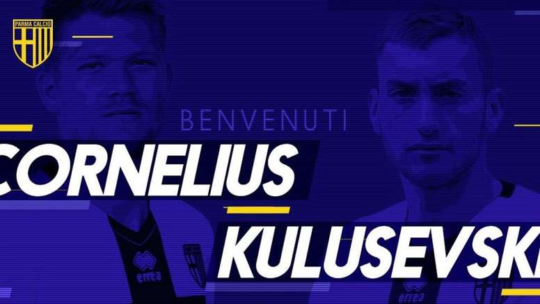 Cornelius y Kulusevski, en la imagen de bienvenida que brindó el Parma cuando se hizo con sus fichajes procedentes del Atalanta en el verano de 2019. ParmaCalcio