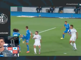 Courtois habló del estilo del Getafe. Captura/Movistar