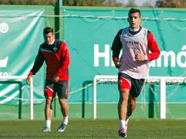Cristaldo en su primer entrenamiento con el Elche. Twitter