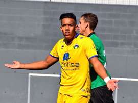 Cristian Flórez, nuevo jugador del Once Caldas, cuando militaba en el Alcorcón. Twitter