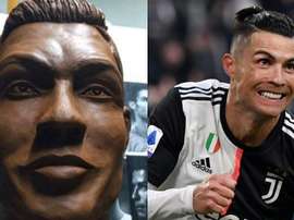 Criam uma escultura de chocolate em tamanho real de Cristiano Ronaldo. Captura/Twitter/TyCSports/AFP