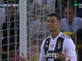 CR7 divertiu a torcida saudita. Captura/DirectSports