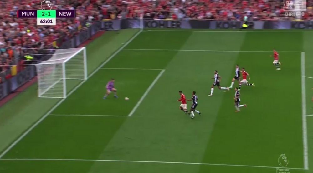 Doblete de Cristiano em Old Trafford. Captura/Dazn