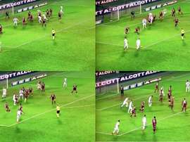 Un coup franc très moche. Capturas/GOL