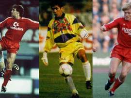 De izquierda a derecha, Mark Hughes, Jorge Campos y Soren Lerby.