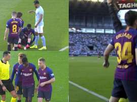 Dembélé se volvió a lesionar y debutó Collado, del filial. Capturas/MovistarPartidazo
