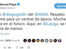 Piqué a rendu hommage à Godín. Twitter/3GerardPique