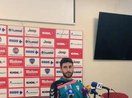 Diego Benito, en una rueda de prensa previa a un partido del Albacete. Twitter