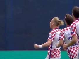 Domagoj Vida celebra su tanto con Croacia ante Kosovo. Twitter