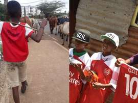 Özil teve um gesto inesquecível com duas crianças de Nairobi. Twitter/ErikNjiru