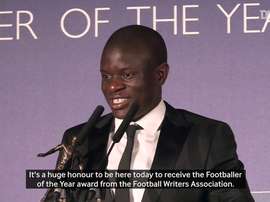 VIDEO: N'Golo Kante's speech after being crowned FWA Player of the Year. DUGOUT